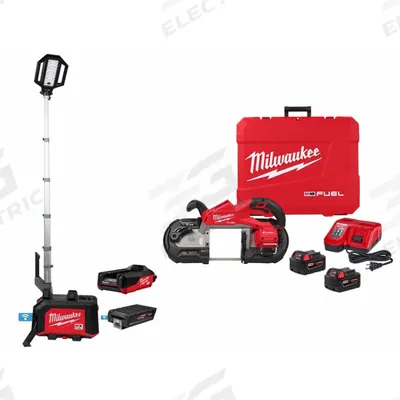 MILWAUKEE Band Saw Kit: 2 Batteries, 1 Charger, Tripod, 44 7/8 in Blade Lg - Milwaukee Cordless Band Saws