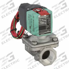 REDHAT Solenoid Valve: 2-Way, Normally Closed, 3/4 in Pipe Size, 100 to 240V AC/DC, Watertight (MPN 8210P088). Key specifications — Pipe Size: 3/4 in; Voltage: 100 to 240V AC/DC; Brand: REDHAT; Coil Enclosure: Watertight.