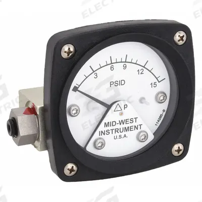 MIDWEST INSTRUMENT Differential Pressure Gauge: Back, 1/4 in NPT Female, ±3-2-3% Gauge Accuracy - Medium & High Operating Pressure Differential Gauges