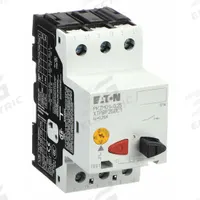 EATON Manual Motor Protector: Non-Reversing, 3 Poles, 0.25 A, Thermal Protection, Push Button (MPN XTPBP25BC1). Key specifications — Maximum Voltage Rating: 600V AC; Brand: EATON; Thermal Units Required: None (Starter Includes Integrated Thermal Units); Frame Size (Width): 45mm (B Frame).