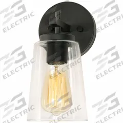 MediumBaseSconce: Black, 60 W Fixture Watt, 120V AC, Dimmable, 6 1/4 in Lg, 5 in Wd, 10 3/4 in Ht (MPN JNNS0511MBBK). Key specifications — Voltage: 120V AC; Brand: AFX INC.; For Bulb Type: ST19; Housing Finish/Housing Color (Broad): Black.