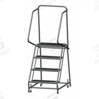 BALLYMORE Rolling Ladder: 3.2 ft Platform Ht, Unassembled, Steel, Wt-Actuated, Antislip (MPN H426R). Key specifications — Includes Handrails: Handrails Included; Material: Steel; Brand: BALLYMORE; Color: Gray.