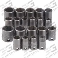 PROTO Impact Socket Set: 3/8 in Drive Size, Small Set (0-50 pieces) Set Size, 20 Pieces, Black Oxide (MPN J72220). Key specifications — attr1204251: PROTO; attr1215453: 3/8 in; attr1215454: 7 mm to 17 mm.