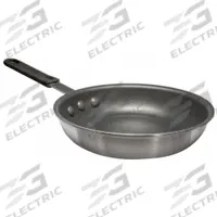 CRESTWARE Fry Pan: Non-Stick, 8 1/2 in Top Dia, Aluminum, Silver, Aluminum, NSF Certified, Teflon (MPN FRY08SH). Key specifications — Brand: CRESTWARE; Handle Color: Gray; NSF Certified: Yes; Product Type: Fry Pan; Body Color: Silver; Handle Material: Aluminum; Body Material: Aluminum; Handle Type: Riveted.