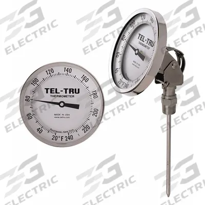 TEL-TRU Dial Thermometer: -40°F to 160°F, +/- 1% Accuracy, 12 in Stem Lg - General Purpose Dial Pocket Thermometers