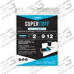 TRIMACO Drop Cloth: Light Duty, Polyethylene, 2 mil Thick, 9 ft Wd, 12 ft Lg, Clear (MPN 03304). Key specifications — Color: Clear; Features: Low Density; Material: Polyethylene; Brand: TRIMACO.