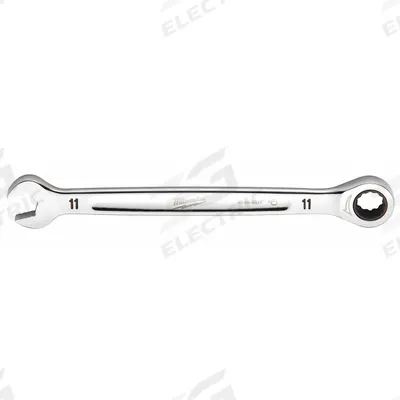 MILWAUKEE Ratcheting Combination Wrench: Chrome Vanadium Steel, Chrome, 11 mm Head Size - Metric 12-Point Ratcheting Combination Wrenches