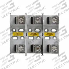 BUSSMANN Fuse Block: Open Block Design, 3 Pole, 600 V AC, Box Lug, Non-Indicating (MPN JM60200-3CR). Key specifications — Brand: BUSSMANN.