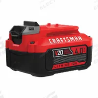 CRAFTSMAN Battery: V20*, 4 Ah, Battery Included, 20V DC (MPN CMCB204). Key specifications — attr1278107: Not Oil-Resistant.
