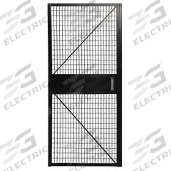 SAF-T-FENCE Welded-Wire Machine Guard Door: 84 in x 46 in, Pull, Snap Lock, Header Bar (MPN C-HS046082-B-SL1). Key specifications — attr1283168: Yes; attr1283205: SAF-T-FENCE; attr1283178: Powder-Coated; attr1283183: Pull; attr1283194: Snap Lock.