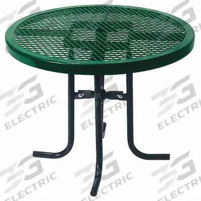 ULTRASITE Patio Table: Green, Expanded Metal, 30 1/4 in Overall Ht, 36 in Overall Dia - Round Top Patio Tables