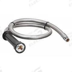 CHICAGO FAUCETS Pre-Rinse Hose: Brass, Stainless Steel, 44 in Overall Lg, NPT, Pre-Rinse Fittings (MPN 83-44ABNF). Key specifications — Inlet Connection Type: NPT; Sprayer Connection Size: 3/4"-14; Brand: CHICAGO FAUCETS; Color/Finish: Stainless Steel; Includes: Spray Handle; Material: Brass; Product Type: Pre-Rinse Hose.