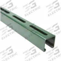 Strut Channel - Slotted: Steel, Painted, 12 ga Gauge, Slotted Holes, 4 in Slot Spacing (MPN FS-200SL GR 120.00). Key specifications — Material: Steel; Color: Green; Finish: Painted; Hole Size: 13/32 in x 3 in; Hole Spacing: 4 in Center to Center; Slot Type: Long Slotted; Brand: APPROVED VENDOR.