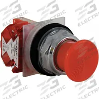 SCHNEIDER Mushroom Head Push Button: Non-Illuminated, Mushroom Head Profile, Non-Metallic, 30 mm (MPN 9001KR24RH6). Key specifications — Brand: SCHNEIDER; Action: Momentary; Series: 9001K; Push Button Material Type: Non-Metallic.