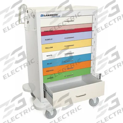 LAKESIDE Medical Procedure Cart: Steel, (2) Swivel/(2) Swivel with Brake, Gray, Varied - Medical Procedure Carts