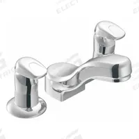 MOEN Low Arc Bathroom Faucet: M-Press, Widespread, Brass, Chrome Finish, 0.5 gpm Flow Rate, Spray (MPN 8889). Key specifications — Brand: MOEN; Series: M-Press; Includes: Trim and Valve.