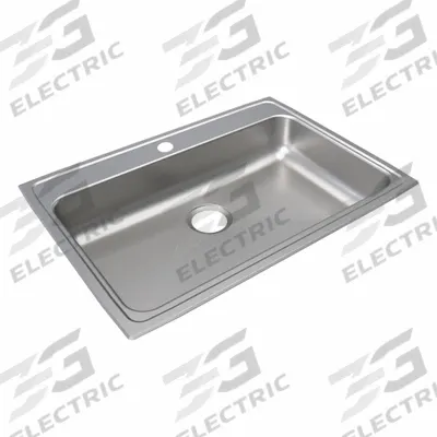 JUST MANUFACTURING Bowl Drop-In Sink: 31 in Overall Lg, 22 in Overall Wd, 5 in Bowl Dp - One-Bowl Counter-Mounted Kitchen & Bar Sinks without Faucets