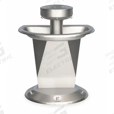 BRADLEY Wash Fountain: Silver, Stainless Steel, Semi-Circular, 54 in Overall Wd - Foot-Operated Push Button Wash Fountains