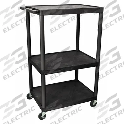 LUXOR Media Cart: Black, 54 1/4 in Overall Ht, 32 in Overall Wd, 24 in Overall Dp - Media Carts