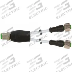 Cordset: M12 Male Straight X (2) M12 Female Straight, 4 Pins, Gray, PVC, 0.6 m Cable Lg (MPN 7000-40701-2130060). Key specifications — Cable Jacket Color: Gray; End 1 Gender: Male; End 1 Mounting Orientation: Straight; End 2 Gender: Female; End 2 Mounting Orientation: Straight; End 2 Connection Type: (2) M12; IP Rating: IP66K; Brand: MURRELEKTRONIK.