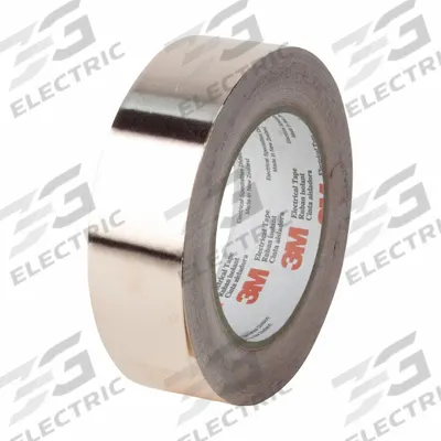 3M Copper Foil EMI Shielding Tape 1194: 2 in Wd, 36 yd Lg, 2.6 mil Thick - Conducting Electrical Tape with Non-Conductive Adhesive