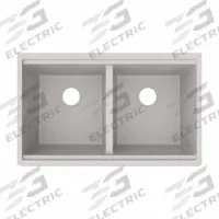 ELKAY Sink: 32 1/2 in Overall Lg, 20 in Overall Wd, 9 1/2 in Bowl Dp, 14 3/4 in Bowl Lg, 2 Bowls (MPN ELGU3322WOGS0). Key specifications — Brand: ELKAY; Faucet Handle Type: None; Color Family: Silver/Gray.