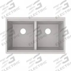 ELKAY Sink: 32 1/2 in Overall Lg, 20 in Overall Wd, 9 1/2 in Bowl Dp, 14 3/4 in Bowl Lg, 2 Bowls (MPN ELGU3322WOGS0). Key specifications — Brand: ELKAY; Faucet Handle Type: None; Color Family: Silver/Gray.