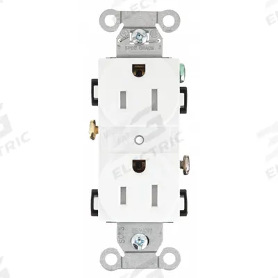 BRYANT Receptacle: Duplex, 5-15, White, 125V AC, 15 A, 2 Pole / 3 Wire (MPN CRS15WTR) - General Purpose Receptacles