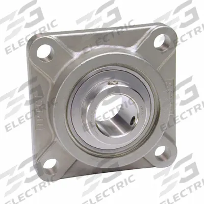IPTCI BEARINGS 4 Bolt Flange Bearing: Radial Ball, 40 mm Bore, SS, Set Screws - Washdown Flange-Mount Ball Bearings