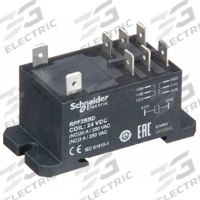 SCHNEIDER Enclosed Power Relay: DIN-Rail & Surface Mounted, 30 A Current Rating, 24V DC - Combination DIN-Rail & Surface-Mounted Relays