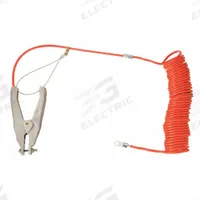 APPROVED VENDOR Coiled Grounding Wire: Hand Clamp/Terminal, 20 ft, PVC, Orange (MPN RAC-20). Key specifications — Conductor Material: Galvanized Steel; Connector Types: Terminal; Clamp Opening Span: Hand Clamp 3/4 in; Brand: APPROVED VENDOR; Terminal Screw Size: 5/16 in; Wire Length: 20 ft; Manufacturer Part Number: RAC-20.