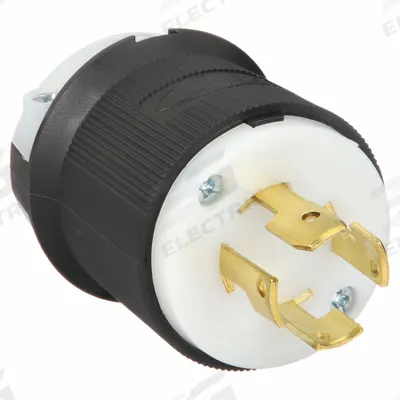 HUBBELL Locking Plug: Non-NEMA, Black/White, 250V AC, 30 A, 3 Pole - General Purpose Plugs