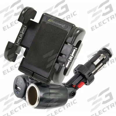 BRACKETRON Power Dock: Power Splitter and Charger, 2 Connections, Black - 12V Auxiliary Splitter & Charger Combos