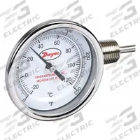 DWYER Dial Thermometer: 0°F to 250°F /-20°C to 120°C, ±2%Full Scale Accuracy, 2.5 in Stem Lg (MPN BTLR3255D). Key specifications — Accuracy: ±2 % Full Scale; Brand: DWYER.