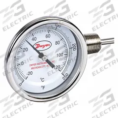 DWYER Dial Thermometer: 0°F to 250°F /-20°C to 120°C, ±2%Full Scale Accuracy, 2.5 in Stem Lg (MPN BTLR3255D). Key specifications — Accuracy: ±2 % Full Scale; Brand: DWYER.