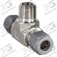 PARKER Compression Tee Fitting: 1/4 in OD x 1/4 in OD x 1/4 in Pipe Fitting Size, Stainless Steel (MPN 4-4-4 SBZ-SS). Key specifications — Compatible Fitting Brands: CPI™; Brand: PARKER.