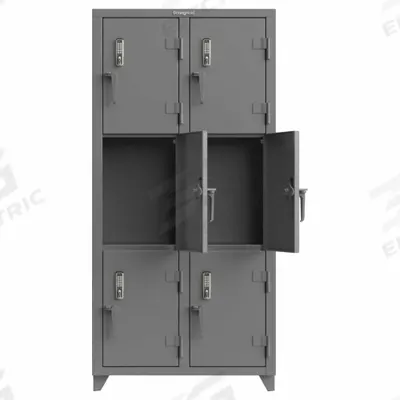 STRONG HOLD Locker: 36 in x 18 in x 75 in, 3 Tiers, 2 Units Wide, 6 Lockers, 18 in x 24 in - Wiring-Ready Full-Height Metal Mobile-Device Lockers