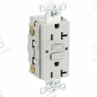 HUBBELL GFCI Receptacle: Duplex, 5-20, Gray, GFCI, 125V AC, 20 A, 2 Pole / 3 Wire (MPN GFR20GRY)