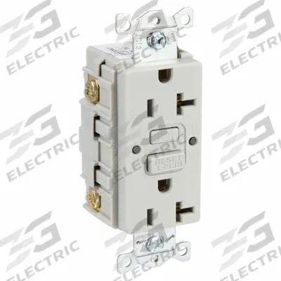 HUBBELL GFCI Receptacle: Duplex, 5-20, Gray, GFCI, 125V AC, 20 A, 2 Pole / 3 Wire (MPN GFR20GRY) - General Purpose Receptacles