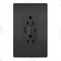USB Receptacle: Duplex, 5-15R, 2 USB Ports, USB Type A/C, Black, 125V AC, 15 A, GFCI (MPN 1597TRUSBACBK). Key specifications — Brand: LEGRAND.