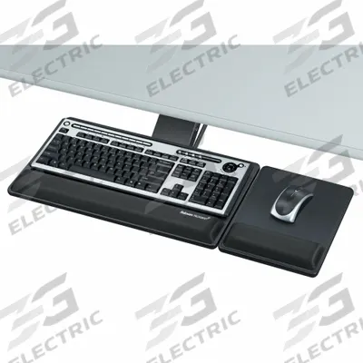 FELLOWES Keyboard Tray: Steel, Black, 3 in Overall Ht, 19 in Overall Wd - Keyboard Drawers & Trays