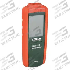 EXTECH Thermocouple Thermometer: For Type J/Type K Thermocouple Type, -346°F to 2,501°F (MPN TM100). Key specifications — Testing Functions: Differential Temperature; Accuracy: ±0.15 % + 1 °C; Brand: EXTECH.
