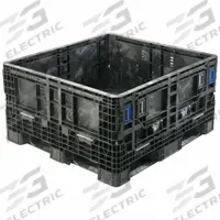 ORBIS Collapsible Bulk Container: 19.3 cu ft, 48 in x 45 in x 25 in, Lid Not Included, 4-Way Entry (MPN 906031). Key specifications — Brand: ORBIS; Stackable: Stacking Capable; Shape: Rectangular; Fork Entry: 4-Way Entry; Container Wall Type: Solid; Mobility: Stationary; Collapsible: Collapsible; Fork Pockets: Fork Pockets Included.