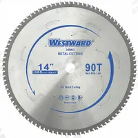 WESTWARD Circular Saw Blade: 14 in Blade Dia., 90 Teeth, 0.09 in Cut Wd, 1 in Arbor Size, Thin Metal (MPN 24EM33). Key specifications — attr1116119: WESTWARD; attr1145631: Non-Ferrous Metals.