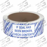 TAPECASE Carton Sealing Tape: 1.9 mil Tape Thick, Blue, 27 lb/in Tape Tensile Strength, 2 in x 55 yd (MPN 15C746). Key specifications — Message: If Seal Has Been Broken; Brand: TAPECASE.