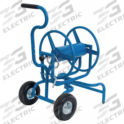 JACKSON Garden Hose Reel: 400 ft ( 5/8 in I.D.), 10 in Reel Dia, Blue, 2 Wheels - Metal Garden Hose Carts