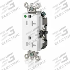 LEVITON Receptacle: Hospital Grade, Decorator Duplex, 5-20R, White, 125V AC, 20 A, 2 Pole / 3 Wire (MPN 16362-SGW)