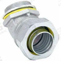 Liquid-Tight Conduit Fitting: Steel/Iron, 1 1/2 in Trade Size, Insulated, 45° Elbow (MPN 3446). Key specifications — Insulated: No; Trade Size: 1-1/2 in; Box Connection: 1-1/2 in MNPT; Material: Iron; Steel; Color: Gray; For Use With: Flexible Liquid Tight Metallic Conduit; Flexible Liquid Tight Non-Metallic Type B Conduit.