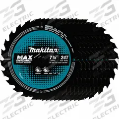 MAKITA Circular Saw Blade: 7 1/4 in Blade Dia., 24 Teeth, 0.06 in Cut Wd, 5/8 in Arbor Size, 10 PK (MPN B-61656-10). Key specifications — attr1116119: MAKITA; attr1145631: Wood.