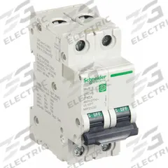 SCHNEIDER IEC Supplementary Protector: 32 A Amps, 14kA at 240V AC, Screw Clamp, C60SP, B (MPN M9F21232). Key specifications — Terminal Connection: Screw Clamp; AC Voltage Rating: 240/415/440V AC; Curve Type: B; DC Voltage Rating: Not Rated; Max. AIR Rating: 14kA at 240V AC; Series: C60SP; Brand: SCHNEIDER.
